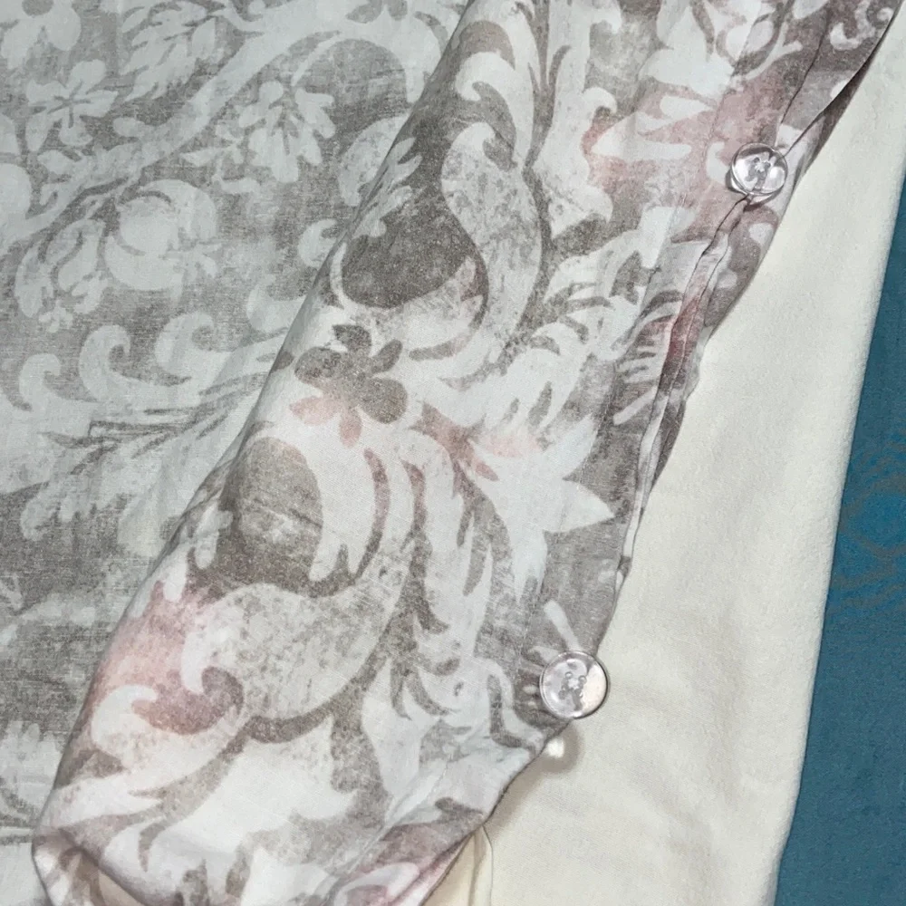 Pottery Barn leaves Floral Medallion Linen Blend Duvet Cover king
